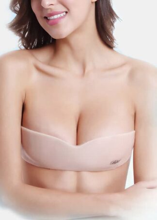 invisible silicon roll over stick on nude bra top