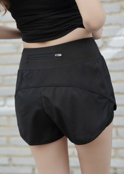 Quick pocket womens sports shorts black back