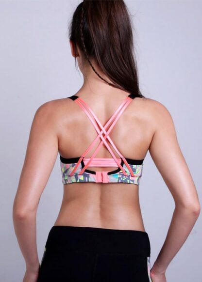 geometry Womens sports bra pink back