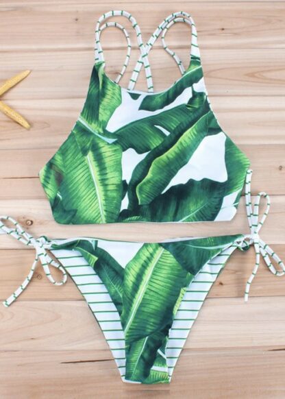 Tropic reversi pinstipe green side tie bikini 29 front