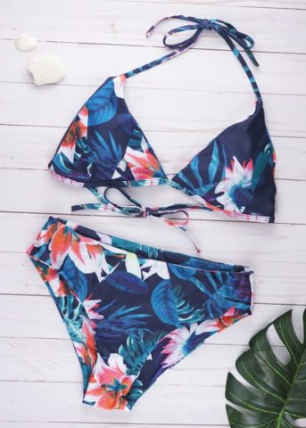 Leaf block triangle cami 2 piece bikini 72 flatlay