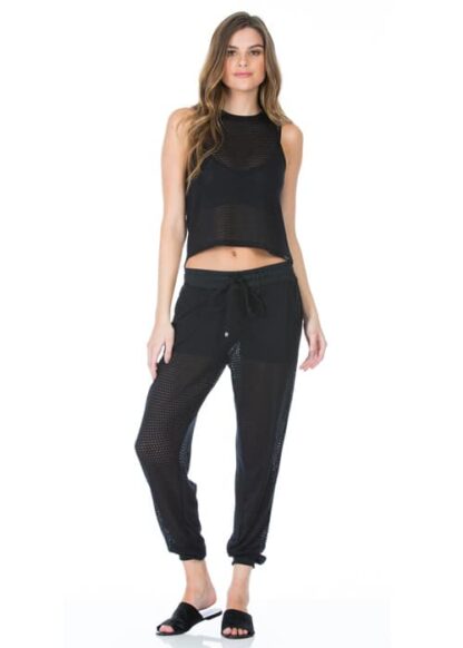 Pounce Perforated Jogger Loose Pants black front full