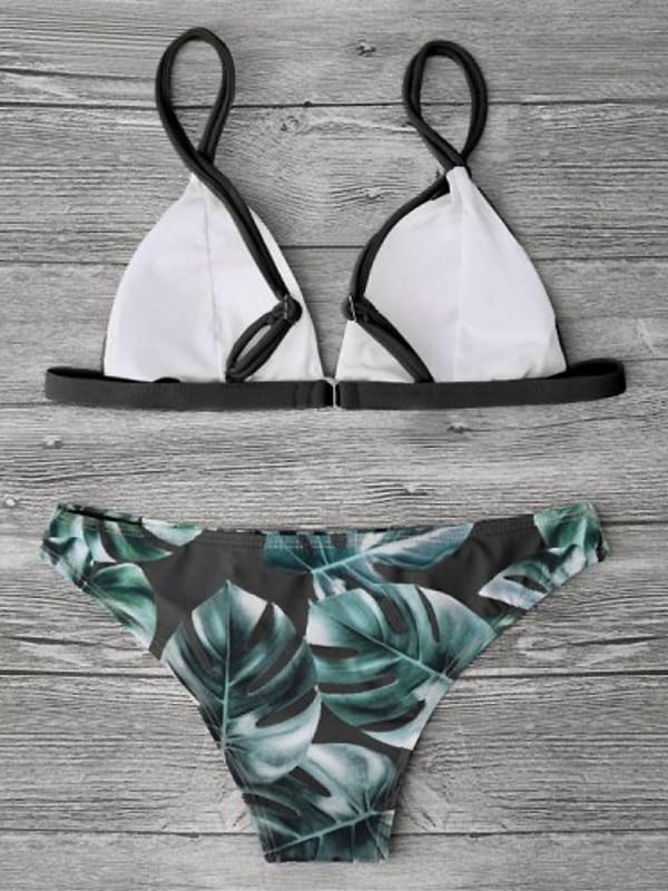 Cami Leaf Print Bralette Bikini Black - Hypegem - Closed until further ...